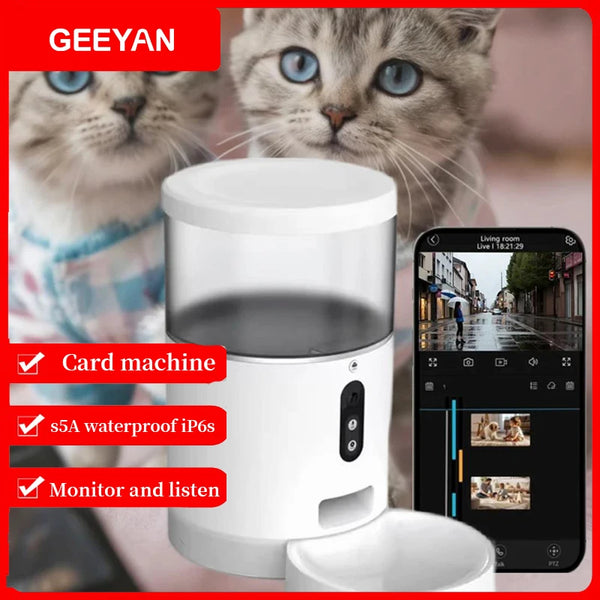 Smart Automatic Cat Feeders:  Bidirectional audio  APP Control for Remote Feeding, Detachable for Easy Clean, Automatic Cat Food