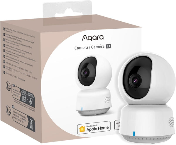Aqara 2K Indoor Security Camera E1, Pan & Tilt, HomeKit Secure Video Indoor Camera, Two-Way Audio, Night Vision, Person Tracking, Wi-Fi 6, Plug-in Cam Supports HomeKit, Alexa and IFTTT - SMART HOME SHOP