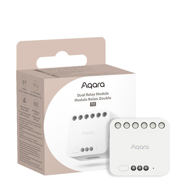 Aqara Dual Relay Module T2 with Matter, 1.8*1.89*0.95 inch, Requires Aqara Zigbee 3.0 HUB, Dry Contact Mode for Garage Doors and Boilers, Roller Shade Switch & Light Switch, Supports Homekit and Alexa - SMART HOME SHOP