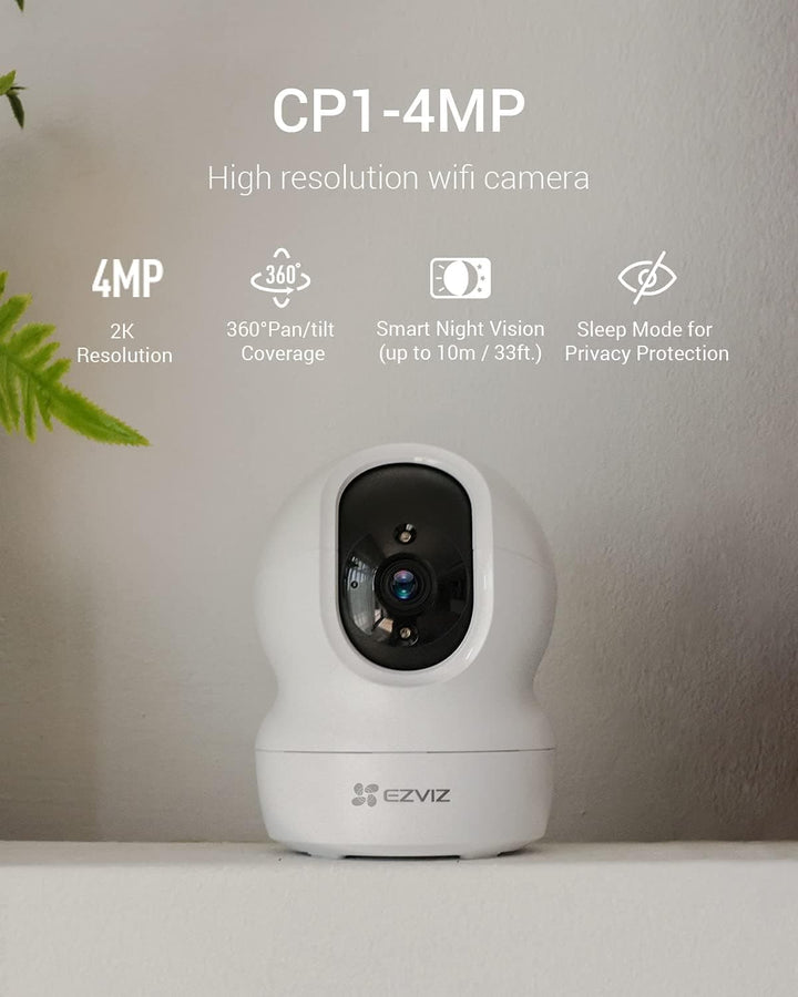 EZVIZ 2K+ Indoor Security Camera, WiFi, 360° Coverage, Night Vision, Auto Motion Tracking, Pet Baby Monitor, Two Way Talk, Compatible with Alexa (CP1 2K+) - SMART HOME SHOP