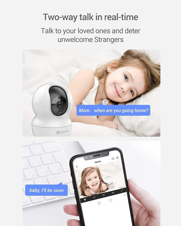 EZVIZ 2K+ Indoor Security Camera, WiFi, 360° Coverage, Night Vision, Auto Motion Tracking, Pet Baby Monitor, Two Way Talk, Compatible with Alexa (CP1 2K+) - SMART HOME SHOP
