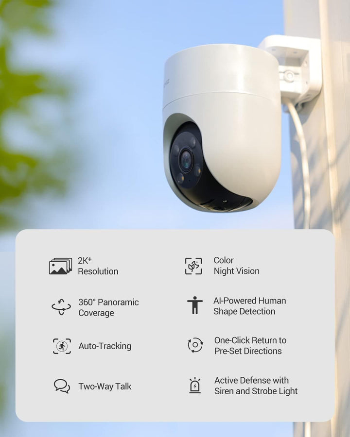 EZVIZ 2K+ Outdoor Camera Wired, 360 PTZ WiFi Cameras for Home Security Outside, Home Security Cameras with AI Detection Auto-Tracking, Color Night Vision, Two-Way Talk, Waterproof, Alexa, 512GB - SMART HOME SHOP