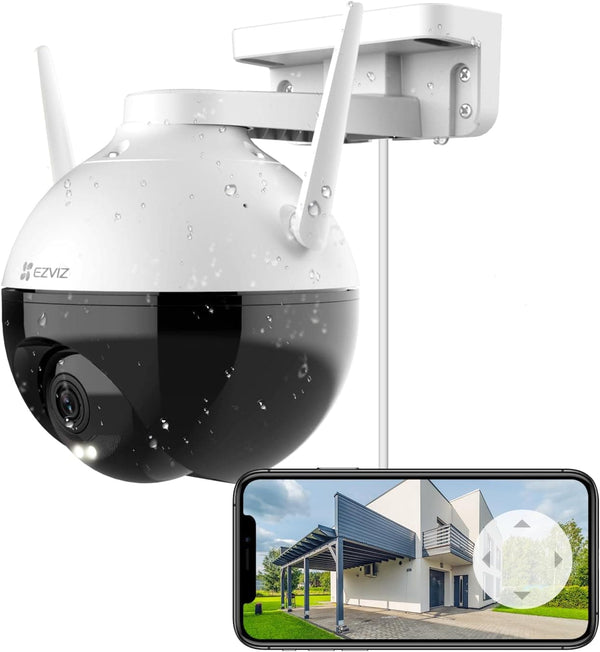 EZVIZ 360 Security Camera Outdoor/Outside, WiFi Cameras for Home Security, Surveillance Camera, No Subscription with Motion Detectio, Color Night Vision, Audio Pick-up, Waterproof, Alexa/Google, 256GB