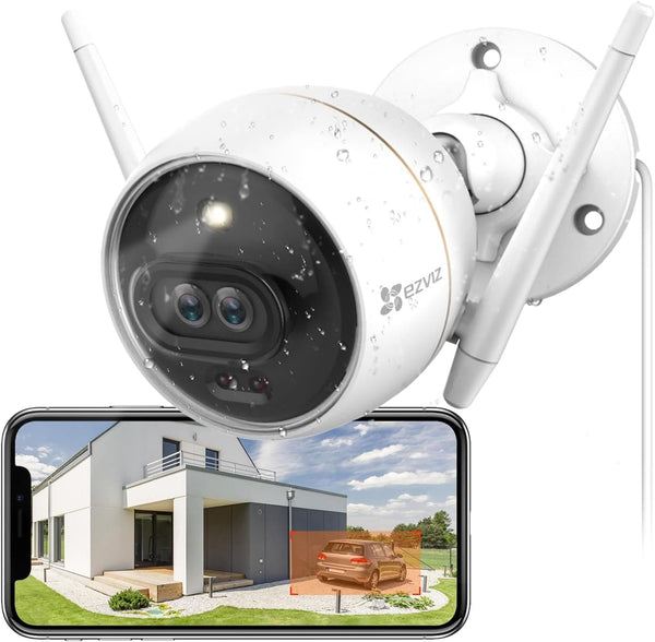 EZVIZ Outdoor Security Camera Dual Lens 1080P, Excellent Color Night Vision, Active Light & Siren Alarm with PIR Motion Detection, Weather Proof, Two-way Talk, the First Dual Lens Security Camera(C3X)