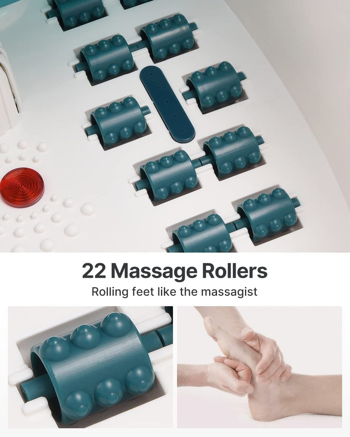 Renpho foot spa bath with core massage rollers promotes health and fitness through soothing foot massages.