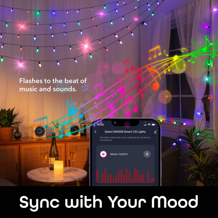 Geeni Indoor/Outdoor Waterproof C6 String Lights (50 ft.) - SMART HOME SHOP