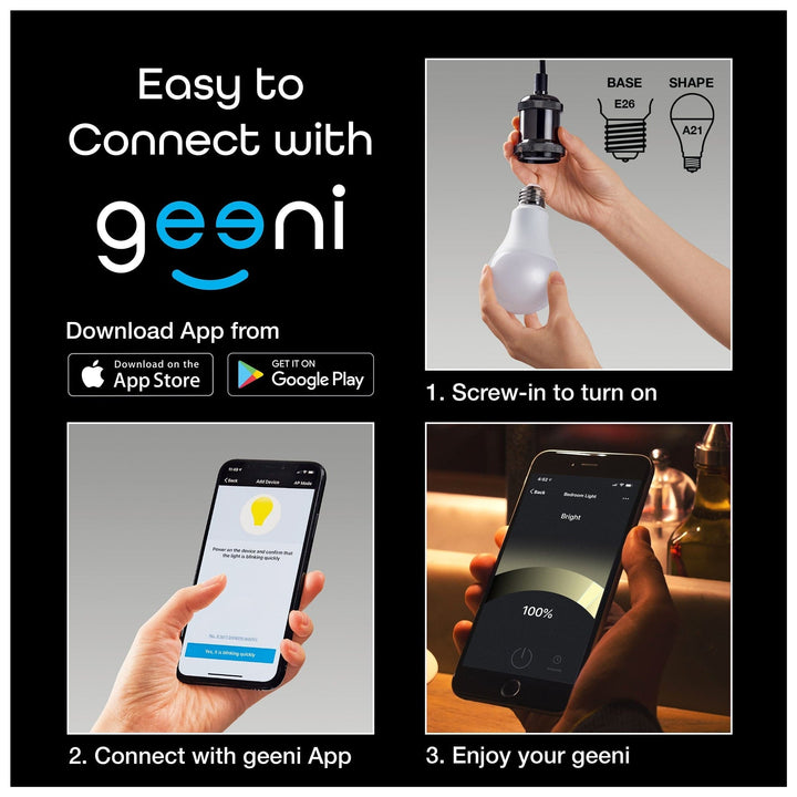 Geeni Lux A21 Smart Bulb - Tunable White - SMART HOME SHOP