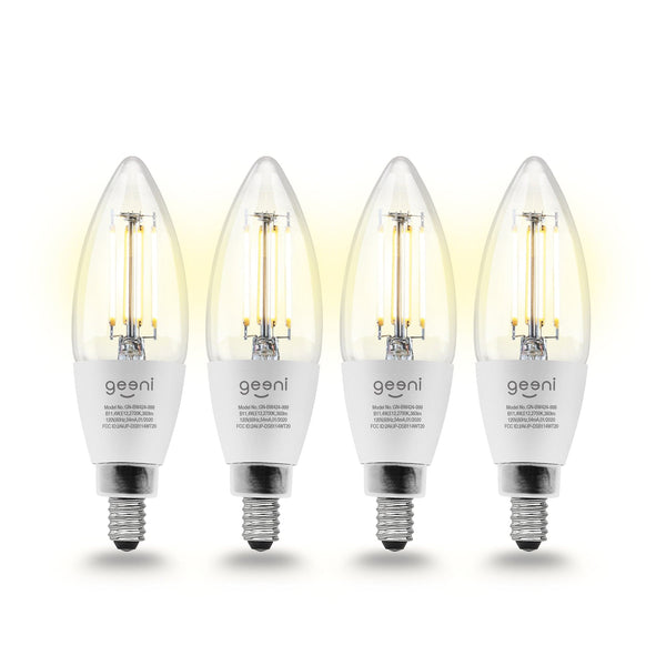 Geeni Lux E12/B11 Filament Smart Bulb - Warm White (4-Pack) - SMART HOME SHOP