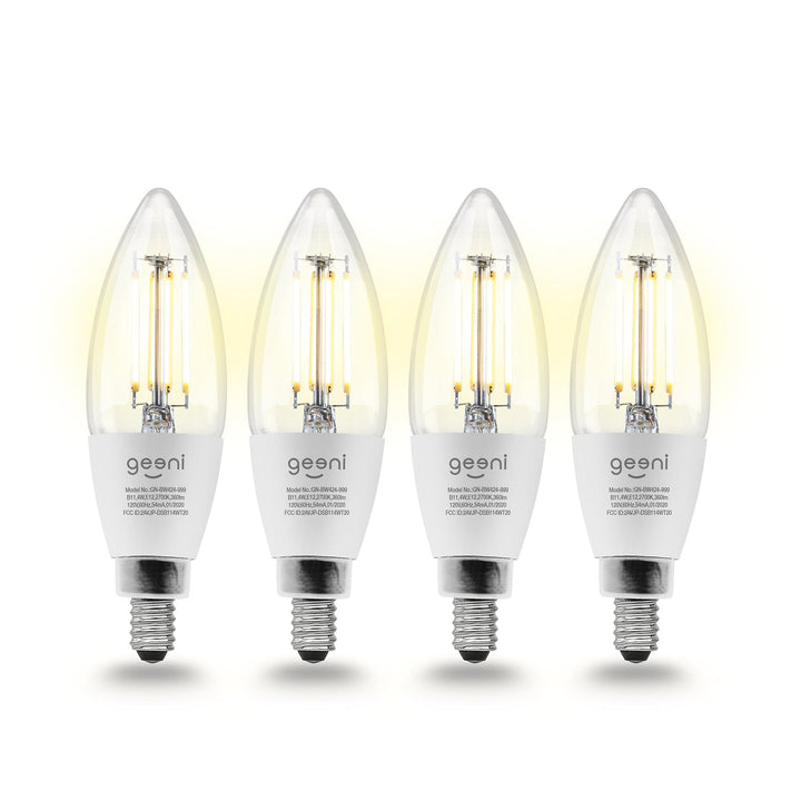 Geeni Lux E12/B11 Filament Smart Bulb - Warm White (4-Pack) - SMART HOME SHOP