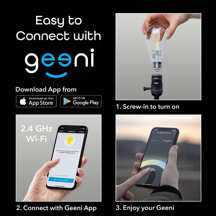 Geeni Lux Edison ST21 Smart Bulb - Tunable White (2-Pack) - SMART HOME SHOP