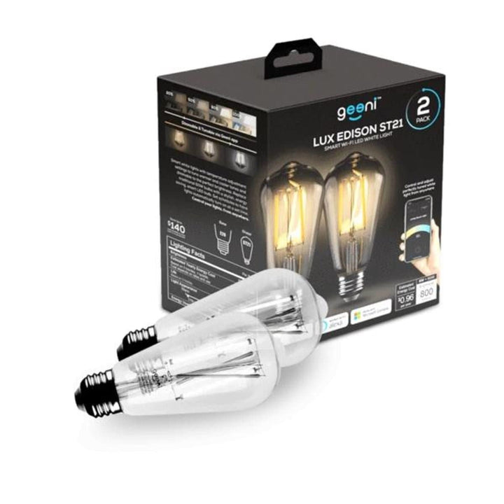 Geeni Lux Edison ST21 Smart Bulb - Tunable White (2-Pack) - SMART HOME SHOP