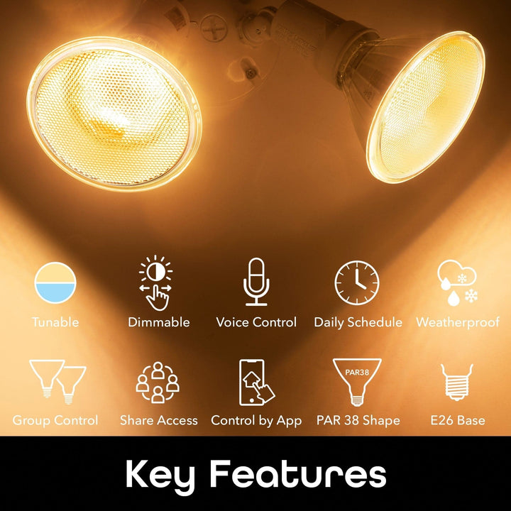 Geeni Lux PAR38 Smart Bulb - White 75W Equivalent Tunable (2-Pack) - SMART HOME SHOP