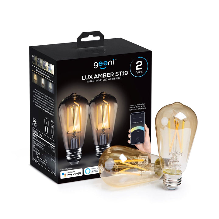 Geeni Lux ST19 Amber Smart Bulb - Tunable White 60W Equivalent (2-Pack) - SMART HOME SHOP