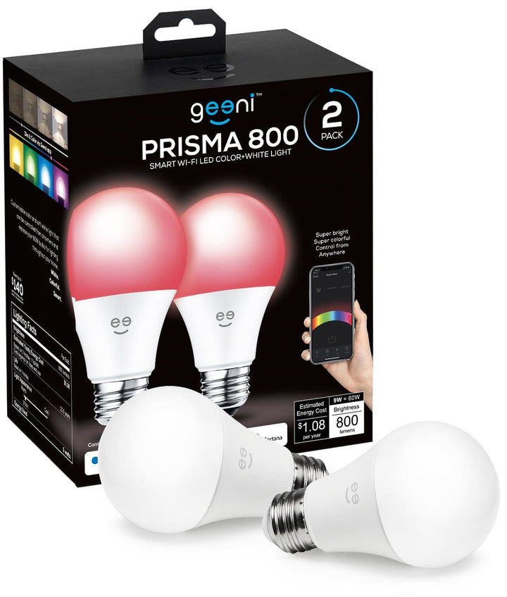 Geeni Prisma 800 A21 Smart Bulb - Multicolor and Warm White (2-Pack) - SMART HOME SHOP