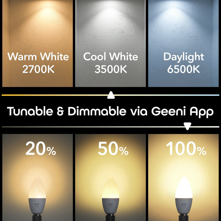Geeni Prisma E12/B11 Smart Bulb - Multicolor and Tunable White (4-Pack) - SMART HOME SHOP