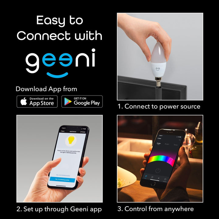 Geeni Prisma E12/B11 Smart Bulb - Multicolor and Tunable White (4-Pack) - SMART HOME SHOP
