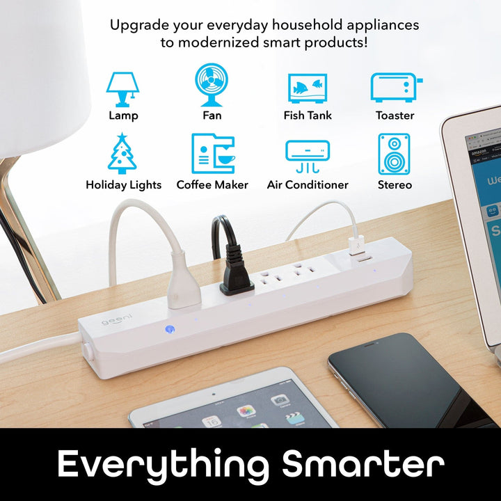 Geeni Surge 4 Outlet, 2 USB Surge Protector Strip - SMART HOME SHOP