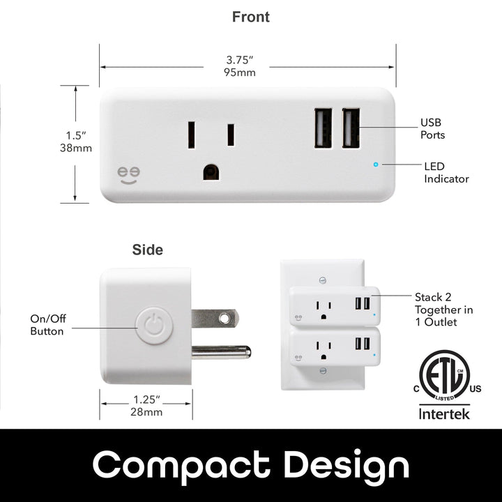 Geeni Switch + Charge Plug with 2 USB Ports - SMART HOME SHOP