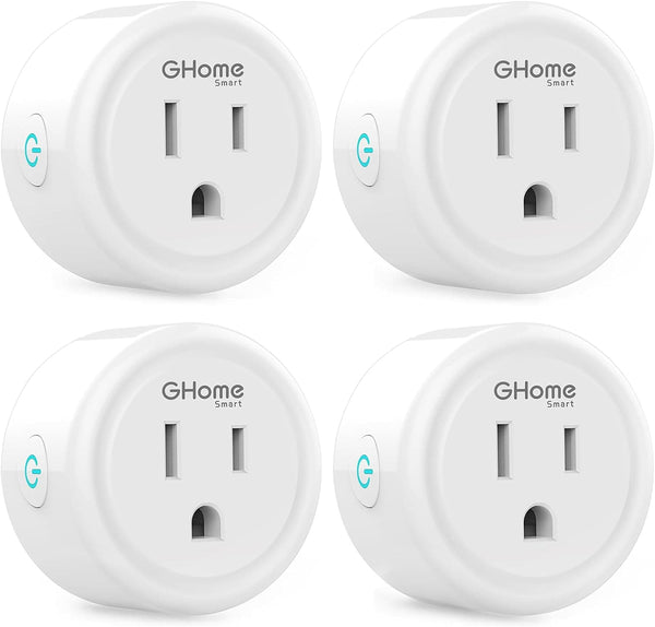 GHome Smart Mini Smart Plug, WiFi Outlet Socket Works with Alexa and Google Home, Remote Control with Timer Function, Only Supports 2.4GHz Network, No Hub Required, ETL FCC Listed (4 Pack),White - SMART HOME SHOP