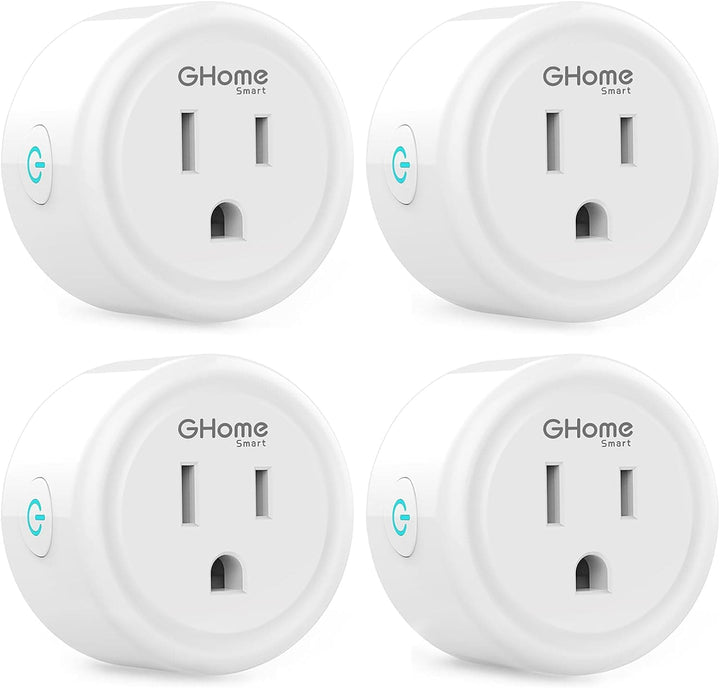 GHome Smart Mini Smart Plug, WiFi Outlet Socket Works with Alexa and Google Home, Remote Control with Timer Function, Only Supports 2.4GHz Network, No Hub Required, ETL FCC Listed (4 Pack),White - SMART HOME SHOP
