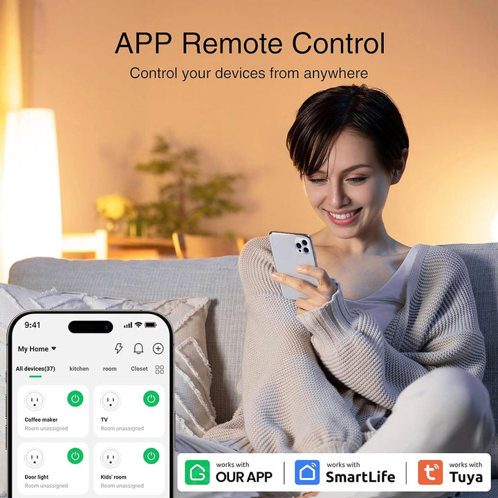 GHome Smart Mini Smart Plug, WiFi Outlet Socket Works with Alexa and Google Home, Remote Control with Timer Function, Only Supports 2.4GHz Network, No Hub Required, ETL FCC Listed (4 Pack),White - SMART HOME SHOP