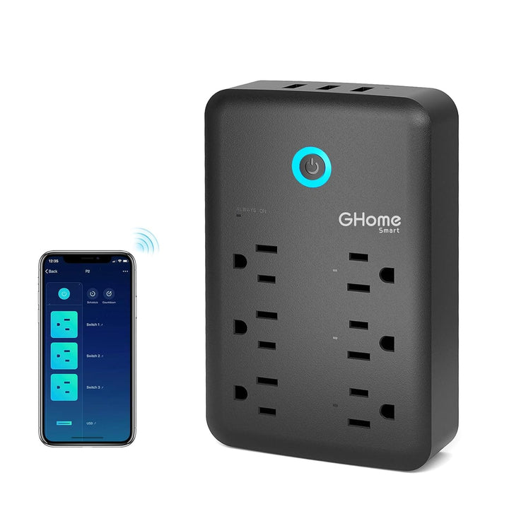 GHome Smart Plug Outlet Extender, Surge Protector with 3 Individually Controlled Smart Outlets and 3 Smart USB Ports, Works with Alexa Google Home, Wall Adapter Plug for APP Control,15A/1800W - SMART HOME SHOP