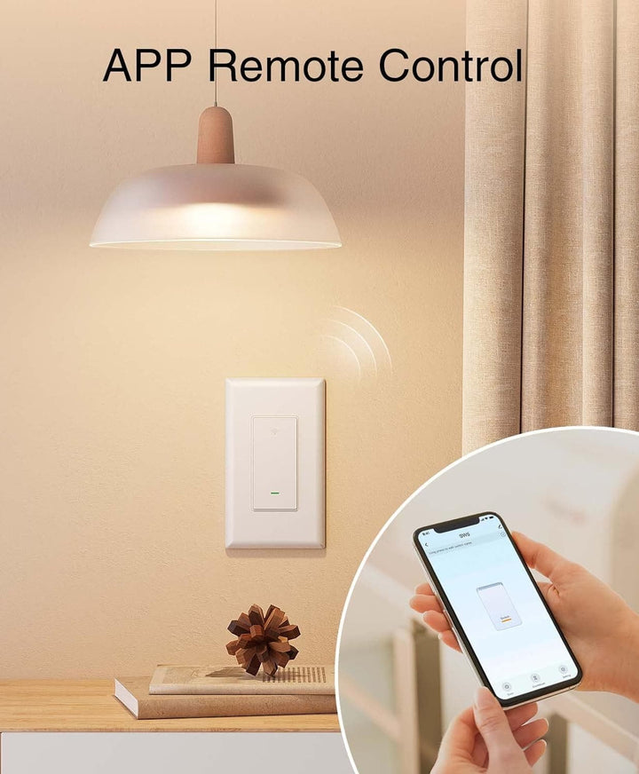 GHome Smart Switch, 2.4Ghz Wi-Fi Light Switch Compatible with Alexa, Google Home, Neutral Wire Required, Single-Pole,UL Certified,Voice Control and Timer,No Hub Required, 4Pack, White - SMART HOME SHOP