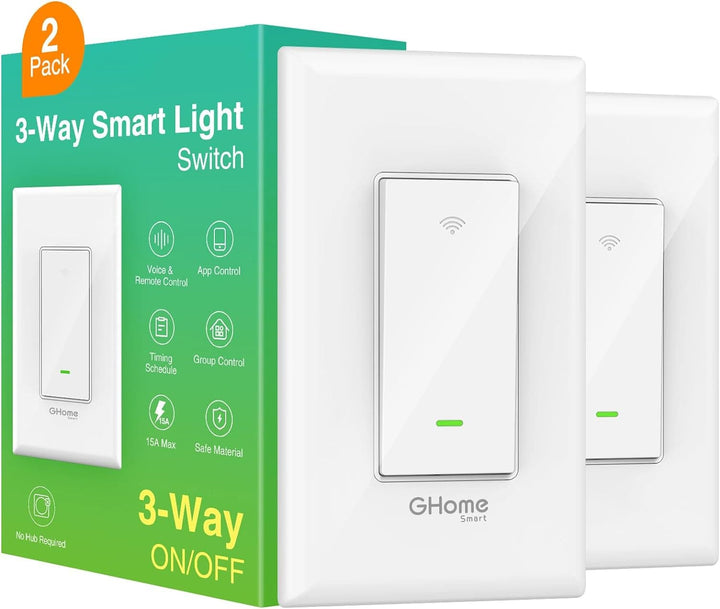 GHome Smart Switch, 2.4Ghz Wi-Fi Light Switch Compatible with Alexa, Google Home, Neutral Wire Required, Single-Pole,UL Certified,Voice Control and Timer,No Hub Required, 4Pack, White - SMART HOME SHOP