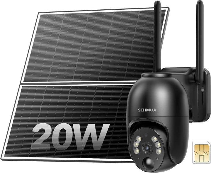 SEHMUA 4G LTE Cellular Solar Security Camera Wireless Outdoor, No WiFi Solar Powered Camera, 360° Live View, 2K Color Night Vision, PIR Motion Sensor, 2 Way Talk(32G SD&SIM Card Included) - SMART HOME SHOP
