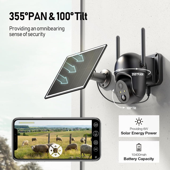 SEHMUA 4G LTE Cellular Solar Security Camera Wireless Outdoor, No WiFi Solar Powered Camera, 360° Live View, 2K Color Night Vision, PIR Motion Sensor, 2 Way Talk(32G SD&SIM Card Included) - SMART HOME SHOP
