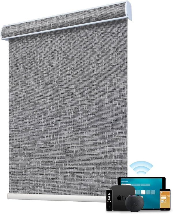 SmartWings Motorized Blind Work with Homekit Thread-Enabled, 100% Blackout Smart Shades with Remote Control, Automatic Roller Shade, Electric Blinds Custom Up to 110" W x 120" H, Safari Midnight - SMART HOME SHOP