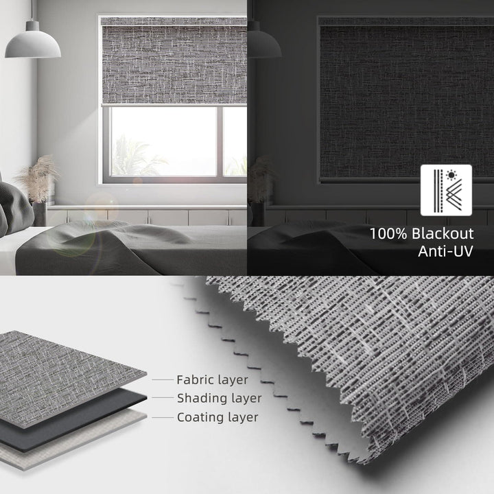SmartWings Motorized Blind Work with Homekit Thread-Enabled, 100% Blackout Smart Shades with Remote Control, Automatic Roller Shade, Electric Blinds Custom Up to 110" W x 120" H, Safari Midnight - SMART HOME SHOP