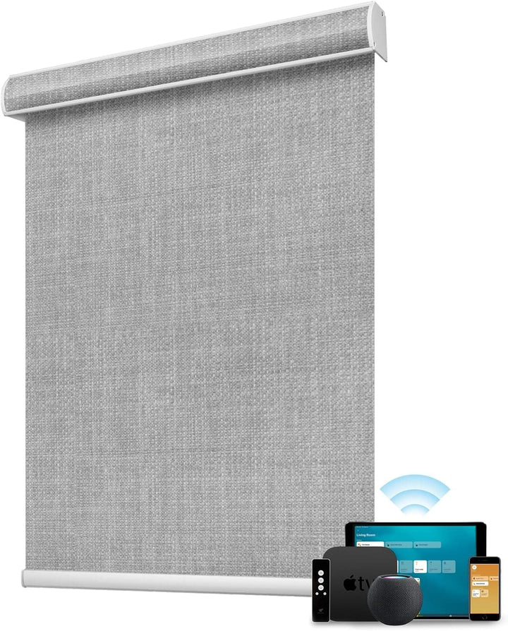 SmartWings Motorized Blind Work with Homekit Thread-Enabled, 100% Blackout Smart Shades with Remote Control, Automatic Roller Shade, Electric Blinds Custom Up to 110" W x 120" H, Safari Midnight - SMART HOME SHOP