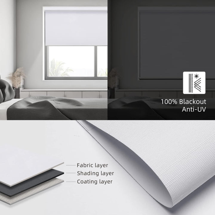 SmartWings Motorized Blind Work with Homekit Thread-Enabled, 100% Blackout Smart Shades with Remote Control, Automatic Roller Shade, Electric Blinds Custom Up to 110" W x 120" H, Essential White - SMART HOME SHOP