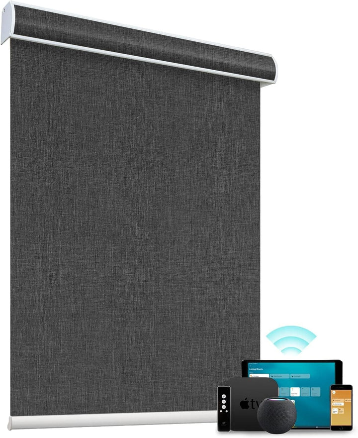 SmartWings Motorized Blind Work with Homekit Thread-Enabled, 100% Blackout Smart Shades with Remote Control, Automatic Roller Shade, Electric Blinds in Custom Width 16" to 110", Vinyl Beige - SMART HOME SHOP