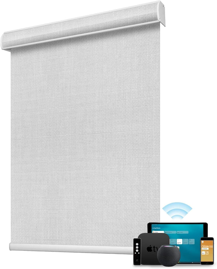 SmartWings Motorized Blind Work with Homekit Thread-Enabled, 100% Blackout Smart Shades with Remote Control, Automatic Roller Shade, Electric Blinds in Custom Width 16" to 110", Vinyl Beige - SMART HOME SHOP