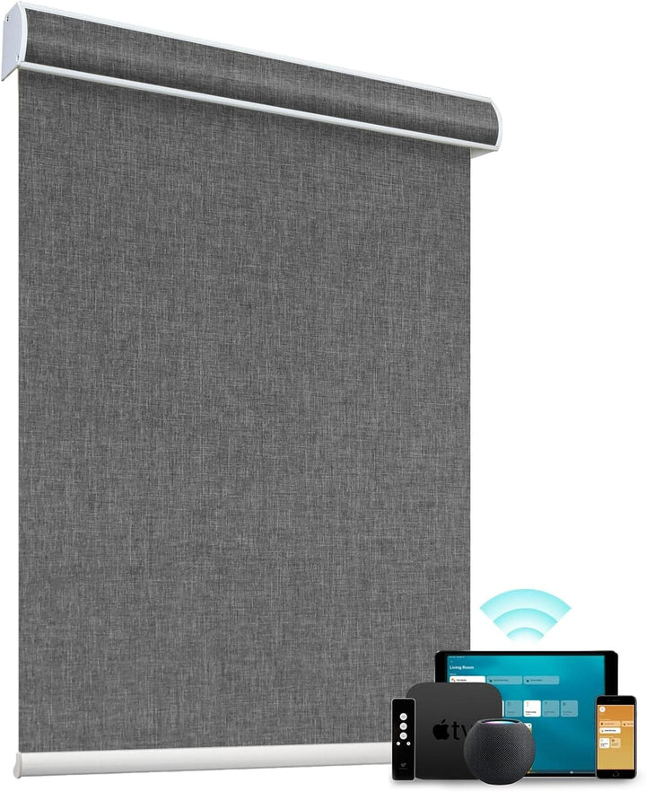 SmartWings Motorized Blind Work with Homekit Thread-Enabled, 100% Blackout Smart Shades with Remote Control, Automatic Roller Shade, Electric Blinds in Custom Width 16" to 110", Vinyl Beige - SMART HOME SHOP