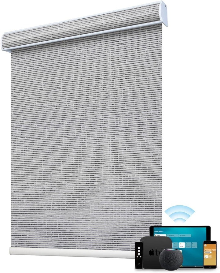 SmartWings Motorized Blind Work with Homekit Thread-Enabled, 100% Blackout Smart Shades with Remote Control, Automatic Roller Shade, Electric Blinds in Custom Width 16" to 110", Vinyl Beige - SMART HOME SHOP