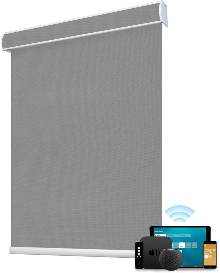 SmartWings Motorized Blind Work with Homekit Thread-Enabled, 100% Blackout Smart Shades with Remote Control, Automatic Roller Shade, Electric Blinds in Custom Width 16" to 110", Vinyl Beige - SMART HOME SHOP