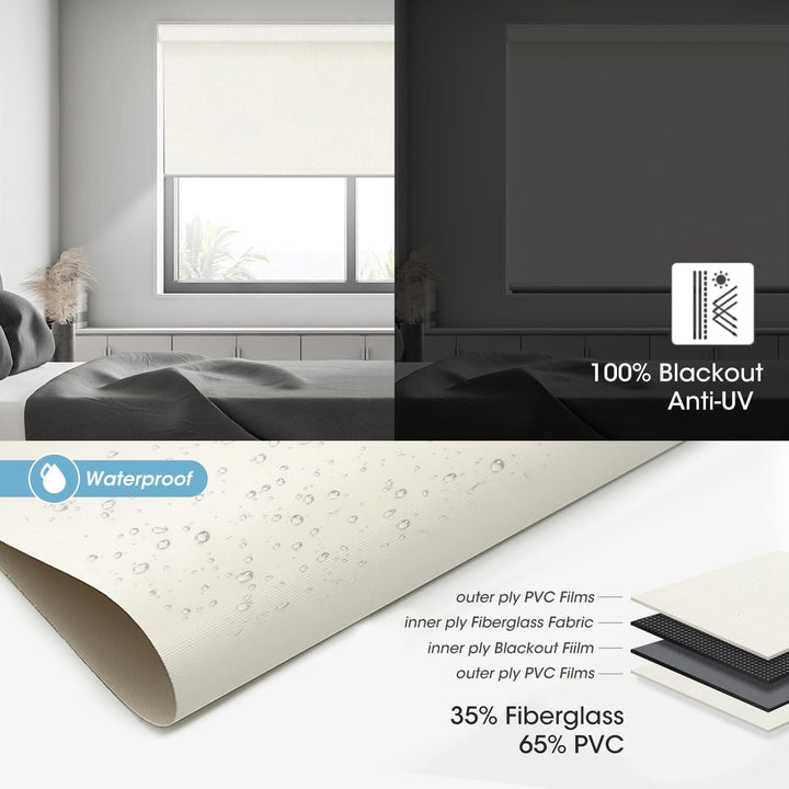 SmartWings Motorized Blind Work with Homekit Thread-Enabled, 100% Blackout Smart Shades with Remote Control, Automatic Roller Shade, Electric Blinds in Custom Width 16" to 110", Vinyl Beige - SMART HOME SHOP