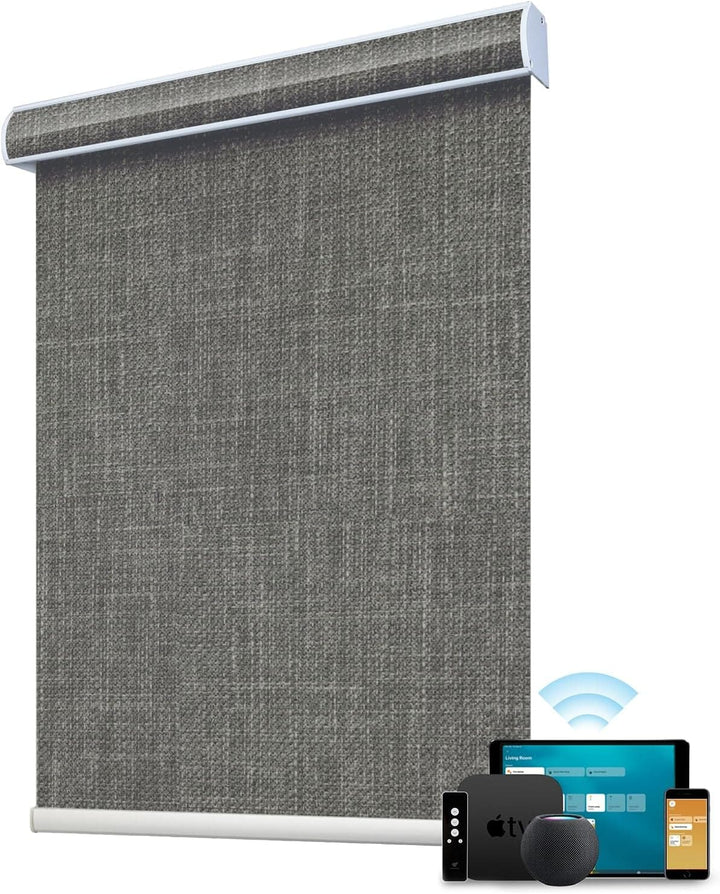 SmartWings Motorized Blind Work with Homekit Thread-Enabled, 100% Blackout Smart Shades with Remote Control, Automatic Roller Shade, Electric Blinds in Custom Width 16" to 110", Vinyl Beige - SMART HOME SHOP