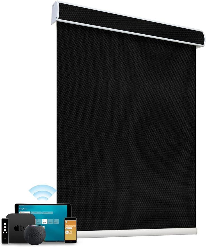 SmartWings Motorized Blind Work with Homekit Thread-Enabled, 100% Blackout Smart Shades with Remote Control, Automatic Roller Shade, Electric Blinds in Custom Width 16" to 110", Vinyl Beige - SMART HOME SHOP