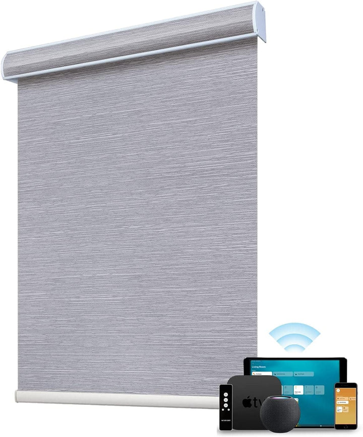 SmartWings Motorized Blind Work with Homekit Thread-Enabled, 100% Blackout Smart Shades with Remote Control, Automatic Roller Shade, Electric Blinds in Custom Width 16" to 110", Vinyl Beige - SMART HOME SHOP