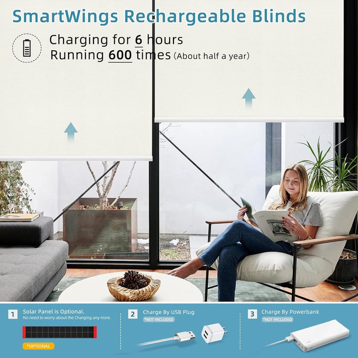 SmartWings Motorized Blind Work with Homekit Thread-Enabled, 100% Blackout Smart Shades with Remote Control, Automatic Roller Shade, Electric Blinds in Custom Width 16" to 110", Vinyl Beige - SMART HOME SHOP