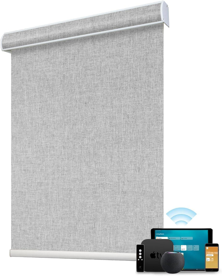 SmartWings Motorized Blind Work with Homekit Thread-Enabled, 100% Blackout Smart Shades with Remote Control, Automatic Roller Shade, Electric Blinds in Custom Width 16" to 110", Vinyl Beige - SMART HOME SHOP