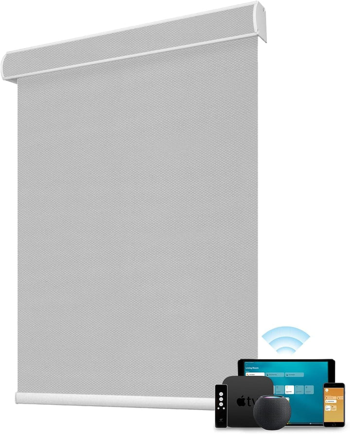 SmartWings Motorized Blind Work with Homekit Thread-Enabled, 100% Blackout Smart Shades with Remote Control, Automatic Roller Shade, Electric Blinds in Custom Width 16" to 110", Vinyl Beige - SMART HOME SHOP