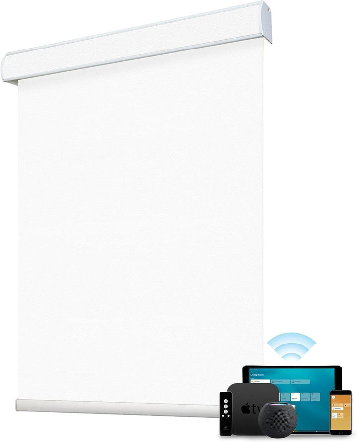 SmartWings Motorized Blind Work with Homekit Thread-Enabled, 100% Blackout Smart Shades with Remote Control, Automatic Roller Shade, Electric Blinds in Custom Width 16" to 110", Vinyl Beige - SMART HOME SHOP