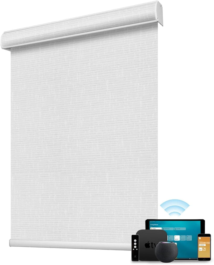 SmartWings Motorized Blind Work with Homekit Thread-Enabled, 100% Blackout Smart Shades with Remote Control, Automatic Roller Shade, Electric Blinds in Custom Width 16" to 110", Vinyl Beige - SMART HOME SHOP