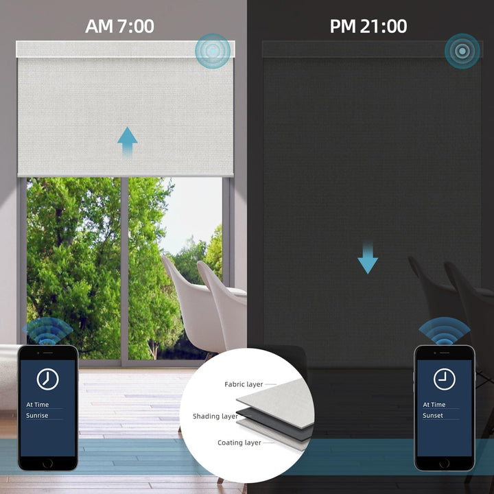 SmartWings Motorized Blinds with Remote for Windows, Automatic Smart Blinds Electric Roller Shades Blackout Work with Alexa Homekit Thread Google Z-Wave, Custom Up to 110" W x 128" H, Vigor White - SMART HOME SHOP