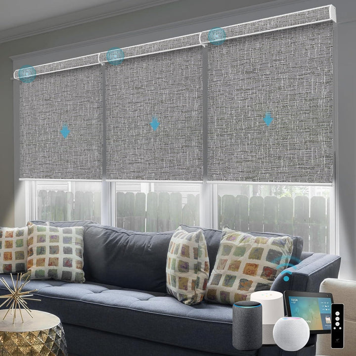 SmartWings Motorized Blinds with Remote for Windows, Automatic Smart Blinds Electric Roller Shades Blackout Work with Alexa Homekit Thread Google Z-Wave, Custom Up to 110" W x 128" H, Vigor White - SMART HOME SHOP
